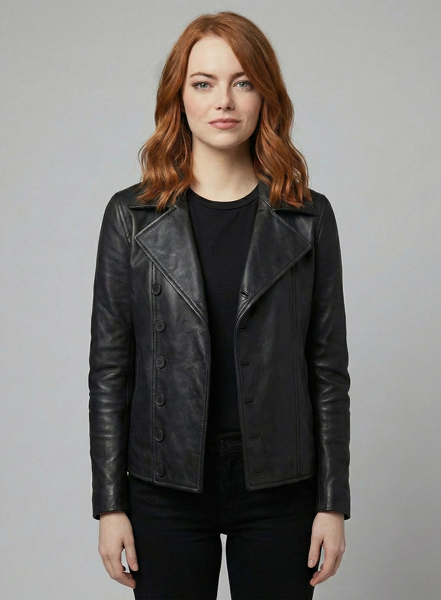 Emma Stone Leather Jacket #1