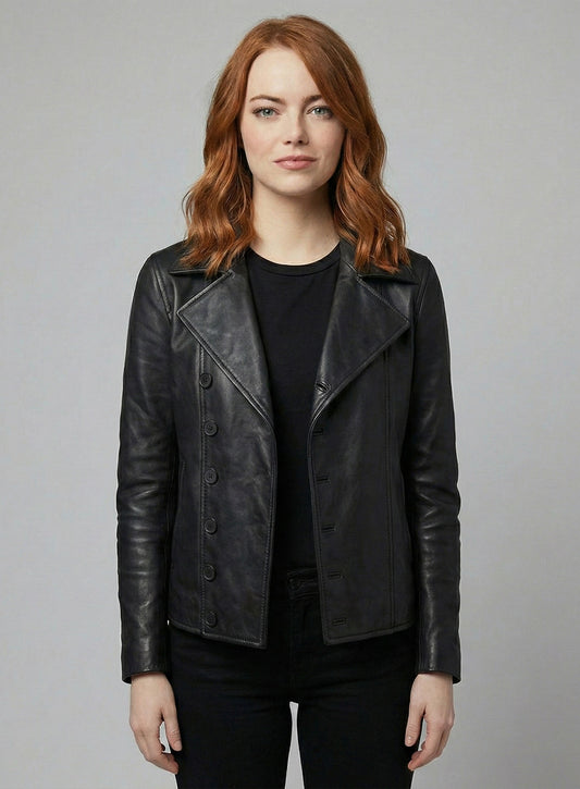 Emma Stone Leather Jacket #1