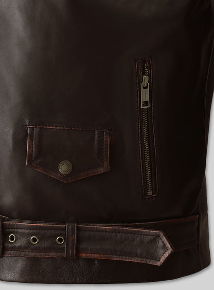 Enforcer Dark Brown Biker Leather Jacket