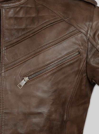 Espanol Timber Brown Brewer Leather Jacket