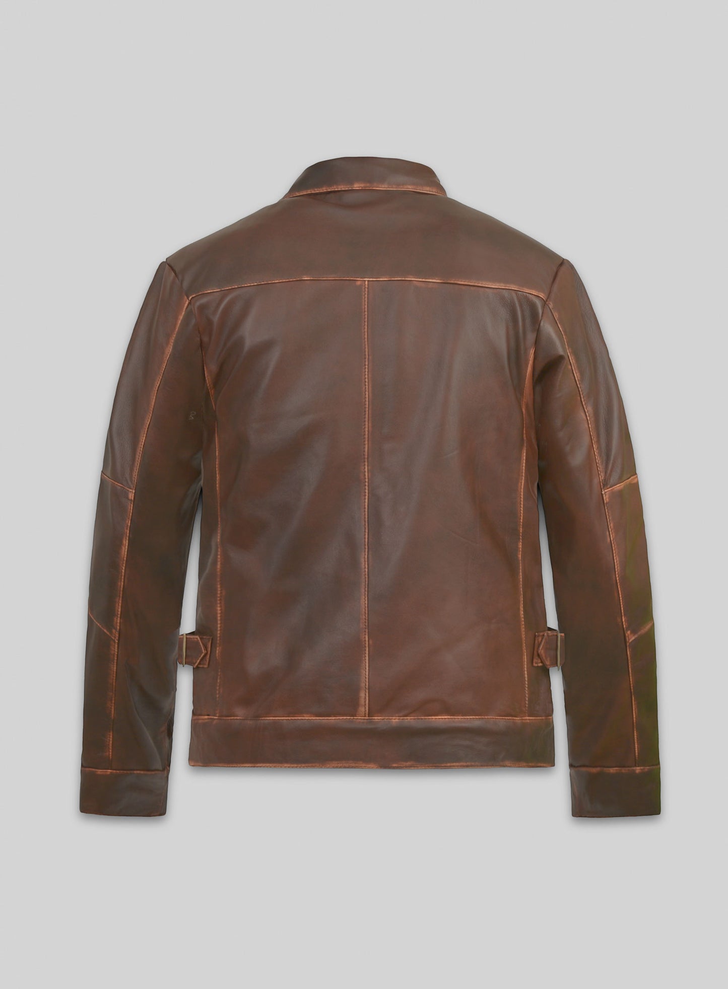 Espresso Rubbed Tan Leather Jacket