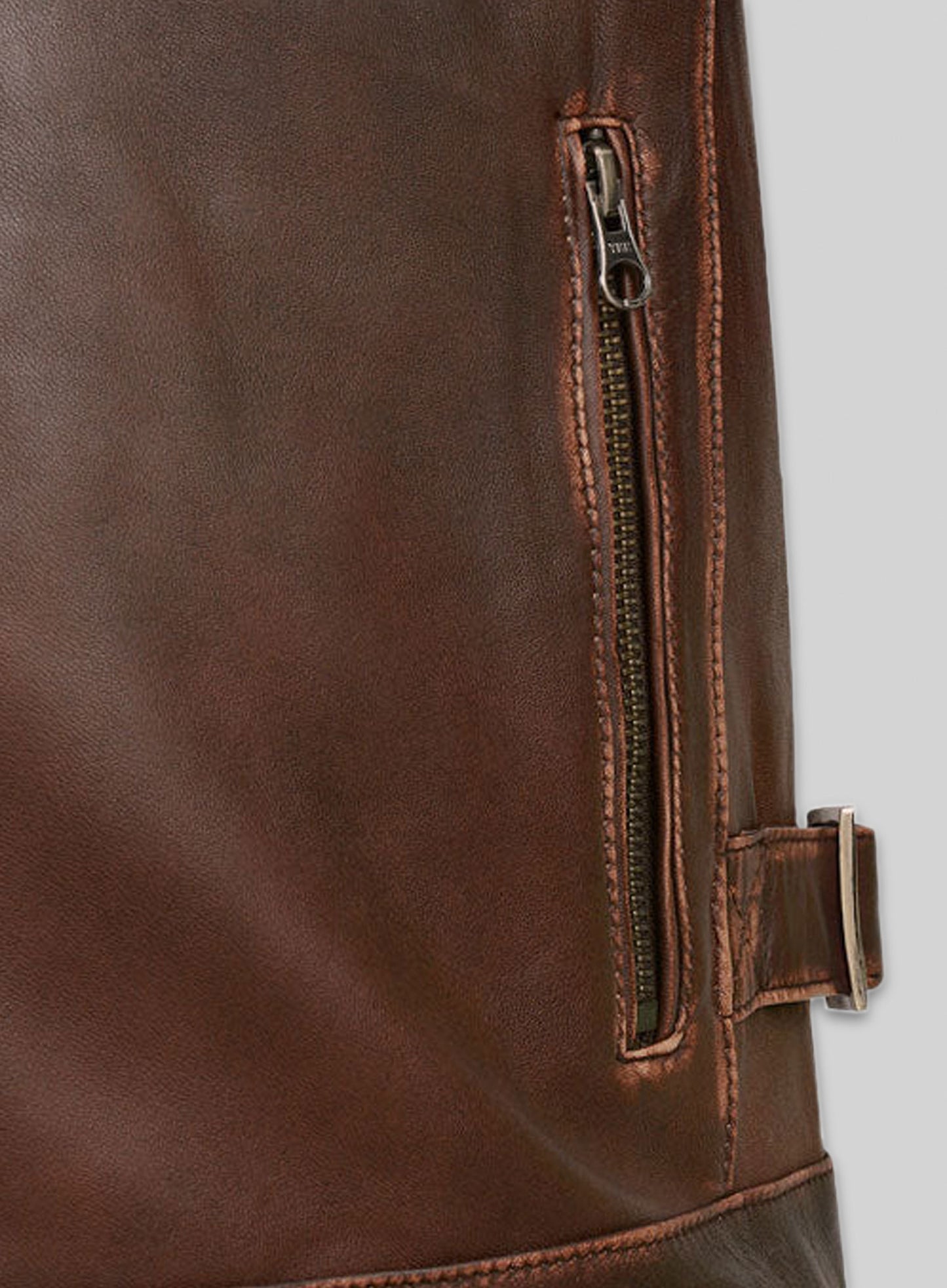 Espresso Rubbed Tan Leather Jacket