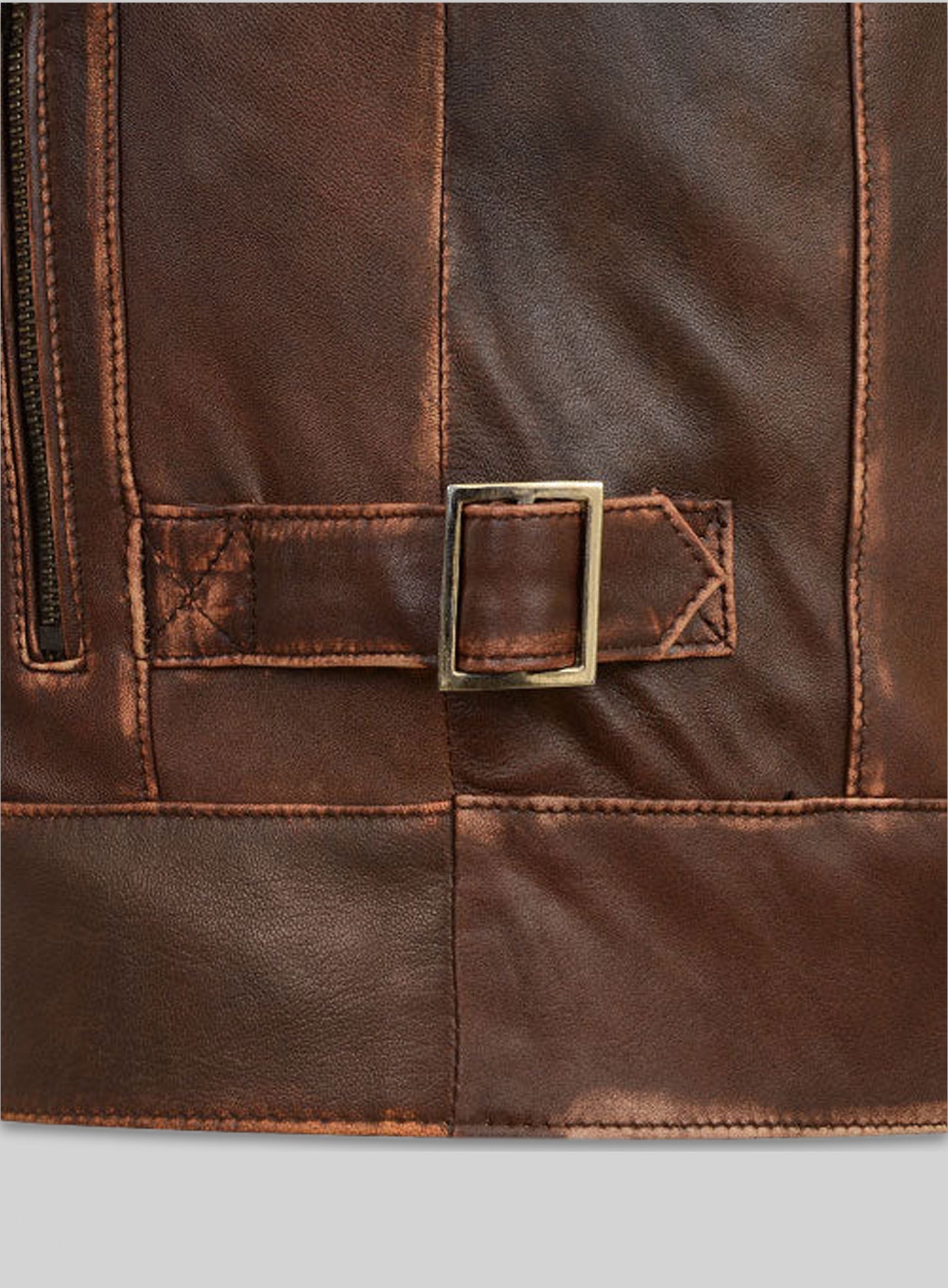 Espresso Rubbed Tan Leather Jacket