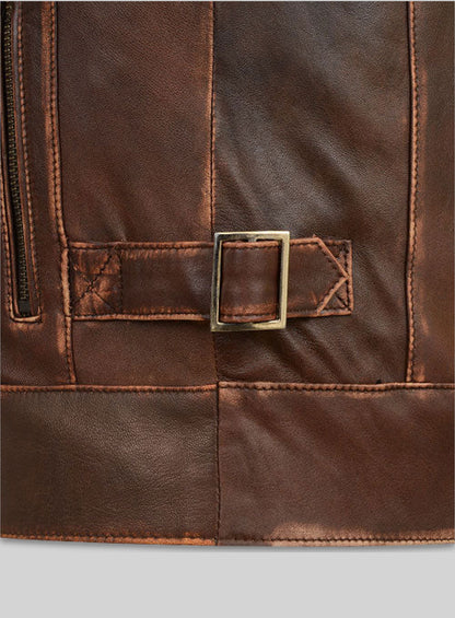 Espresso Rubbed Tan Leather Jacket