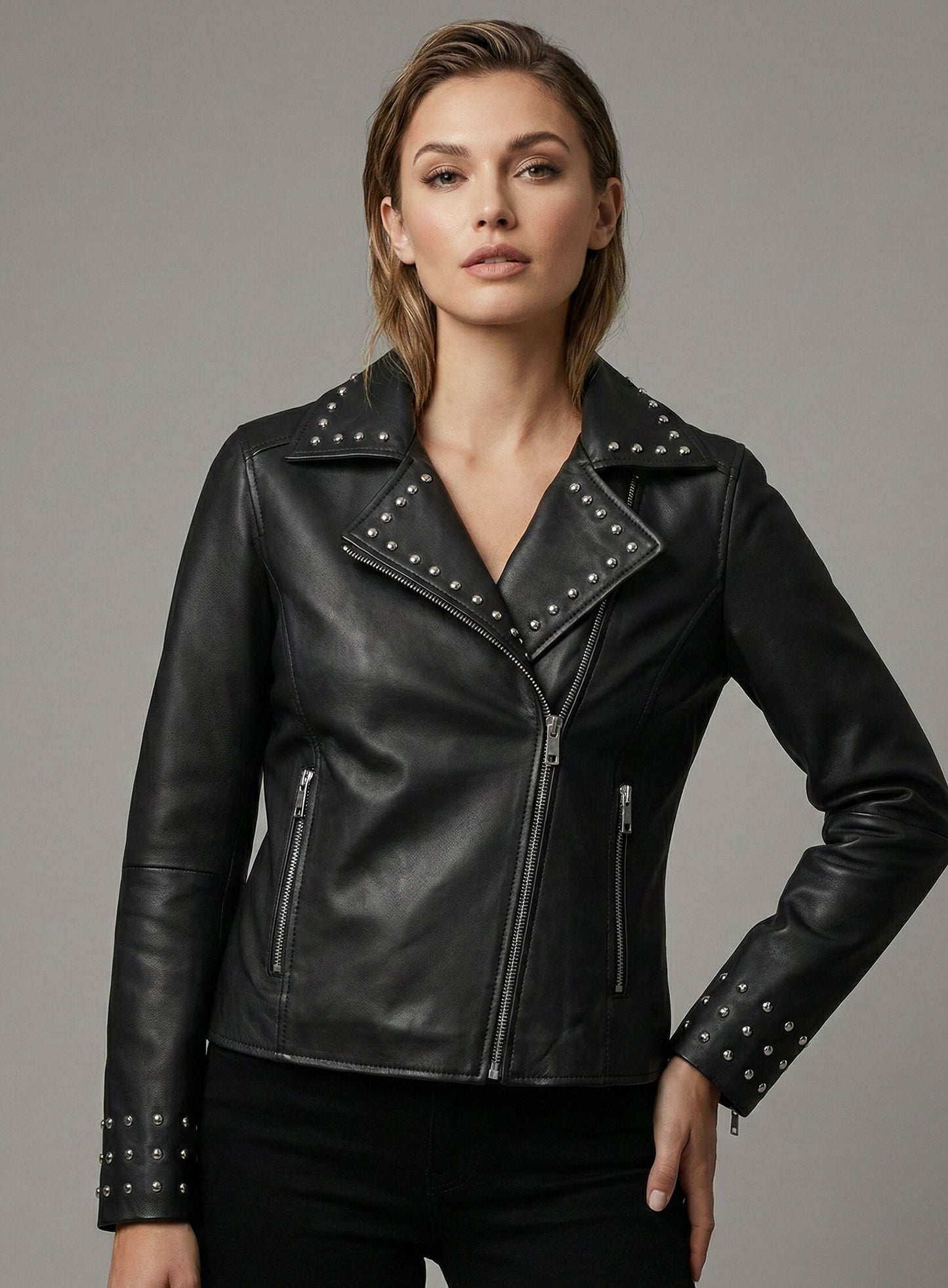 Eva Studded Leather Jacket