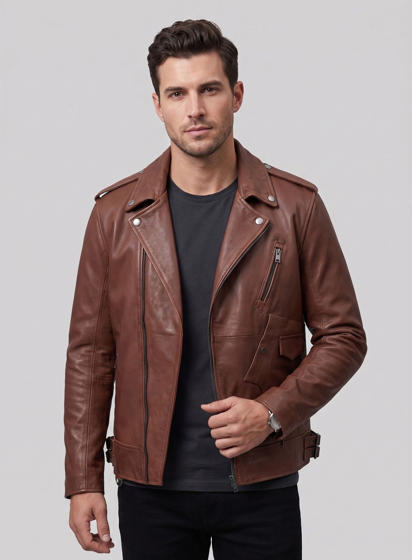 Falcon Tan Rider Leather Jacket