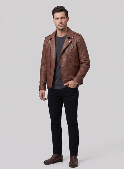 Falcon Tan Rider Leather Jacket