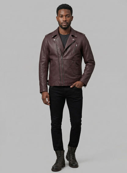 Falcon Burgundy Rider Leather Jacket