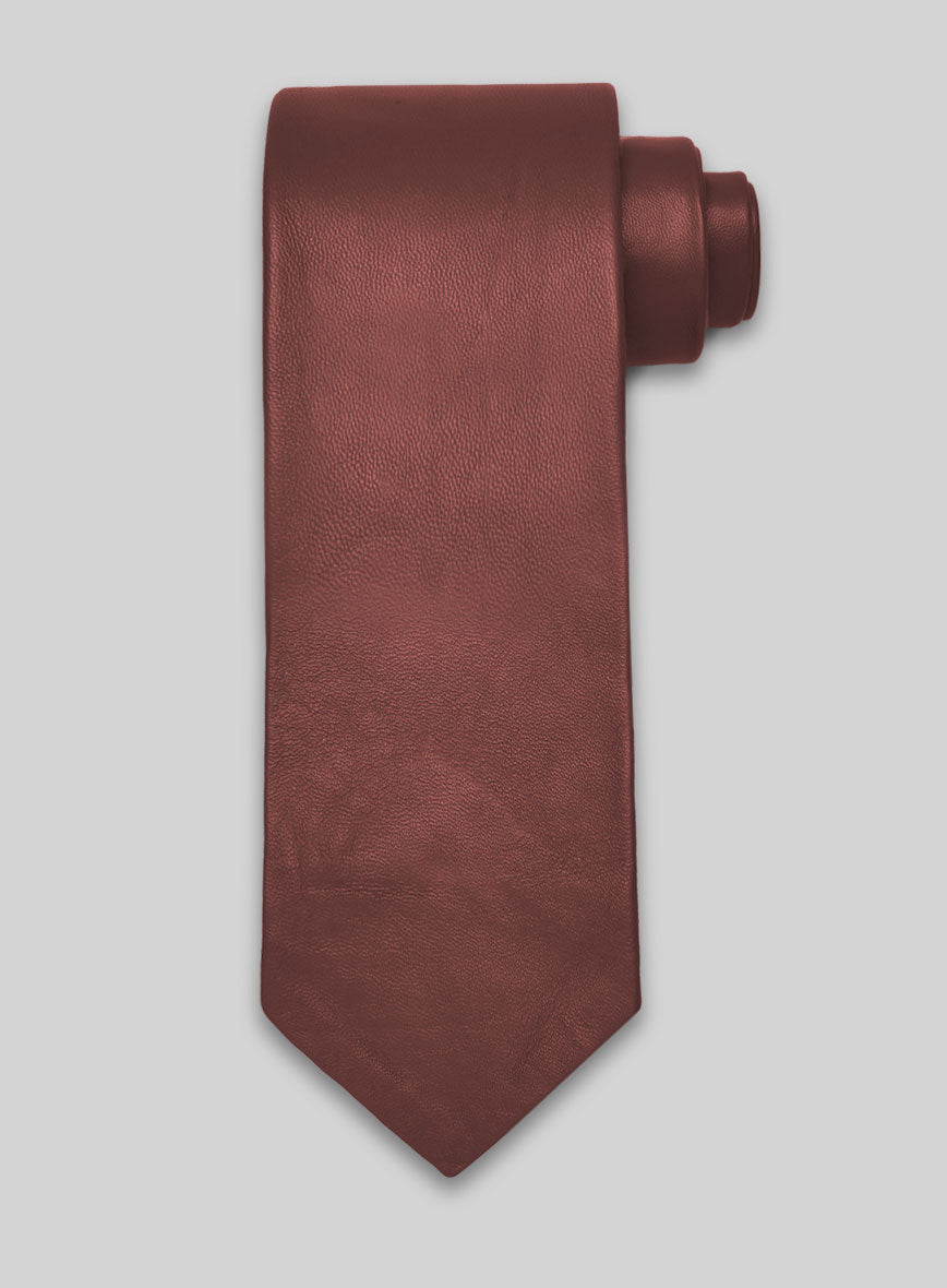 Fermented Burgundy Lambskin Leather Tie