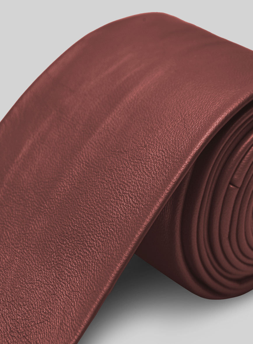 Fermented Burgundy Lambskin Leather Tie