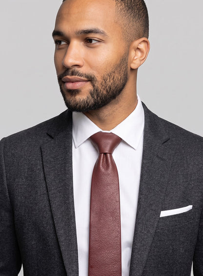 Fermented Burgundy Lambskin Leather Tie