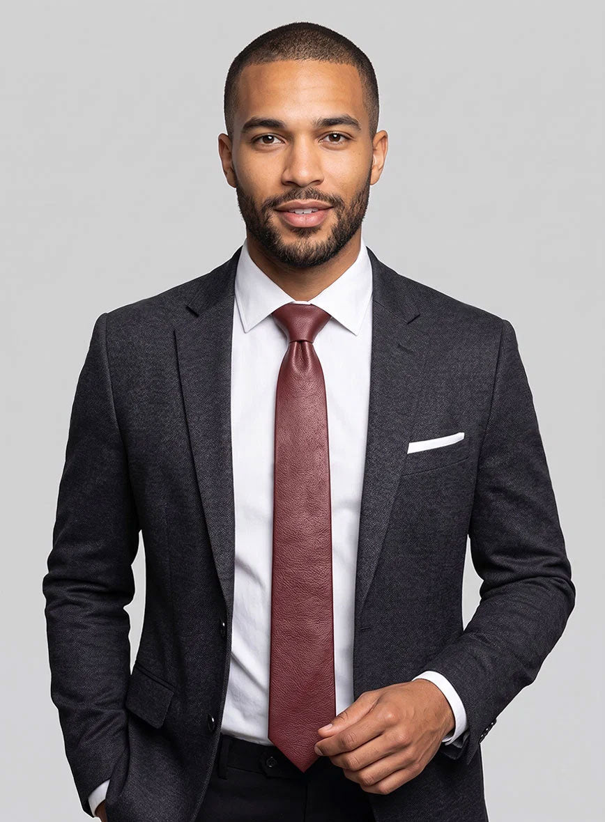 Fermented Burgundy Lambskin Leather Tie