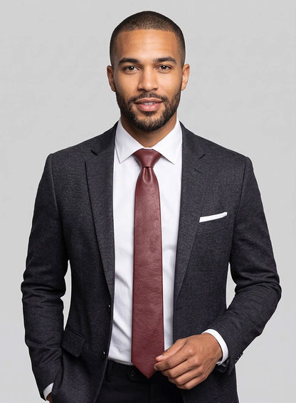 Fermented Burgundy Lambskin Leather Tie