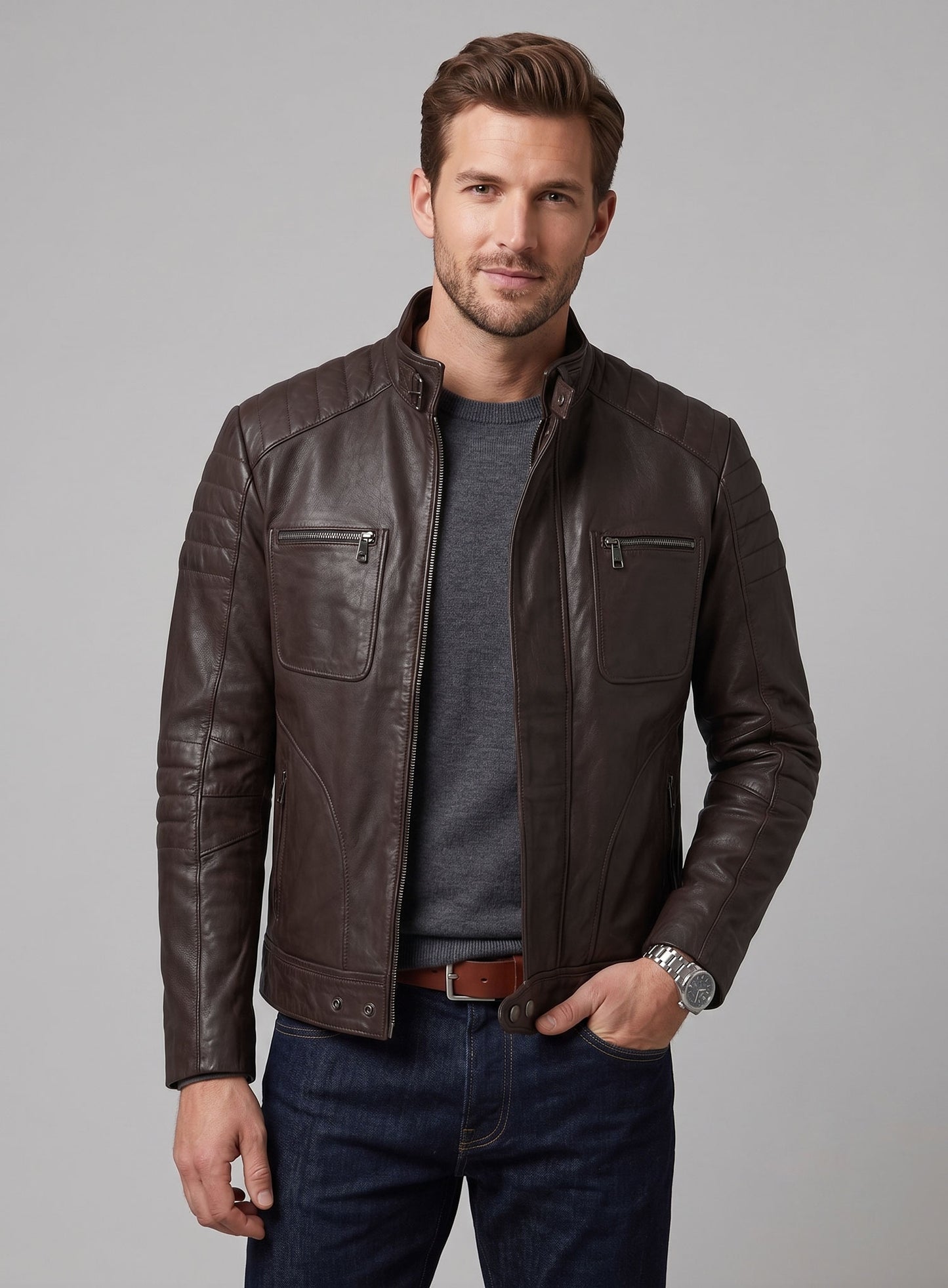 Firefly Moto Brown Biker Leather Jacket