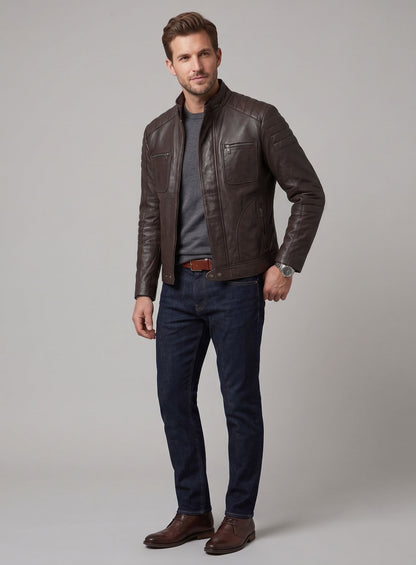 Firefly Moto Brown Biker Leather Jacket