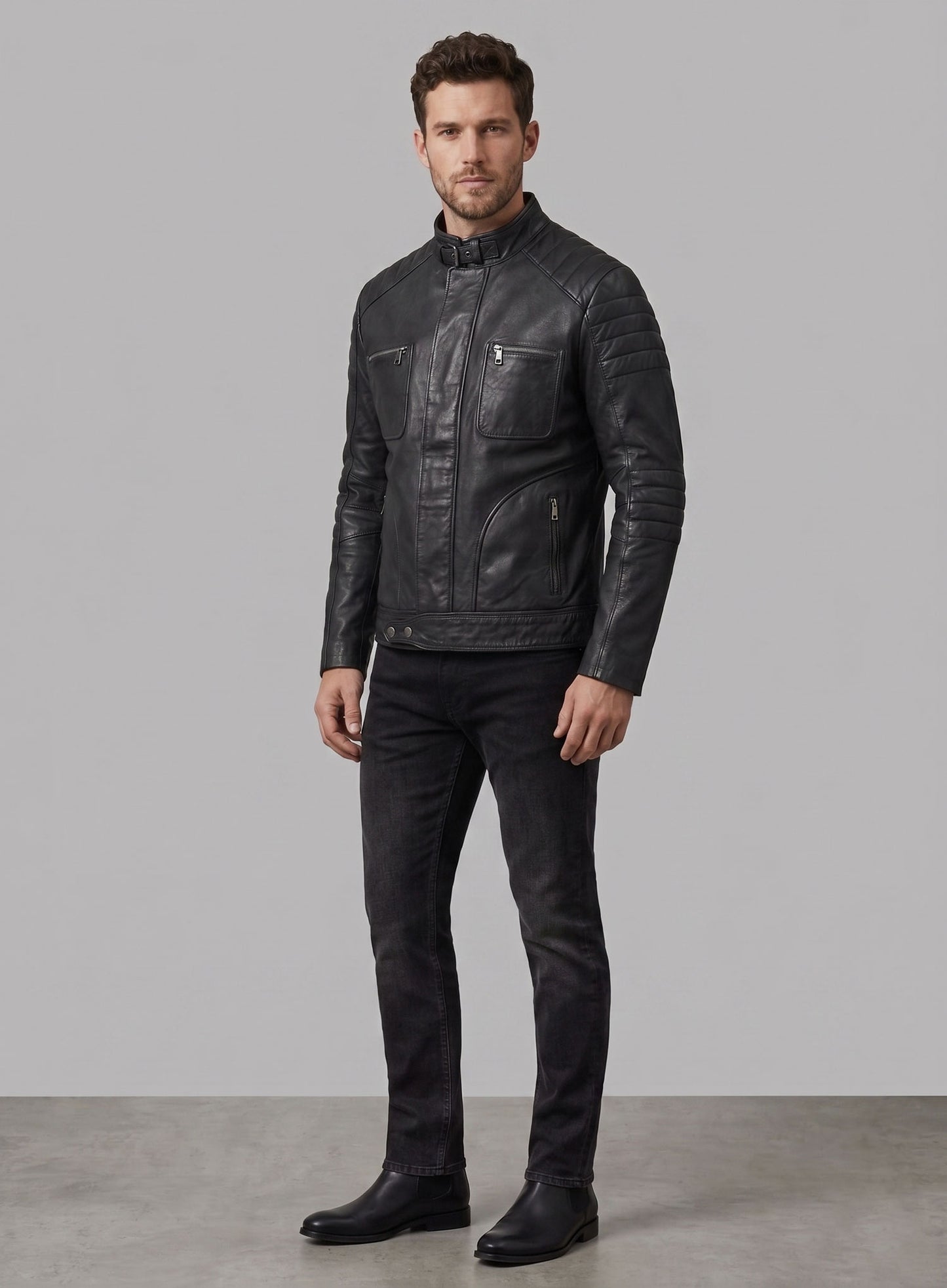 Firefly Moto Black Biker Leather Jacket