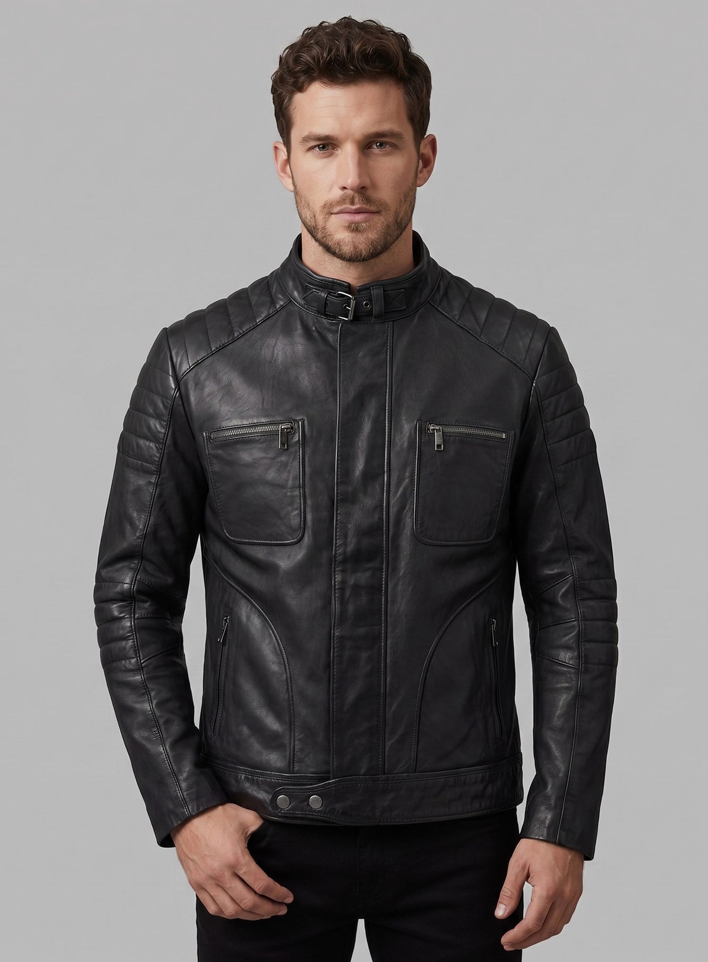 Firefly Moto Black Biker Leather Jacket