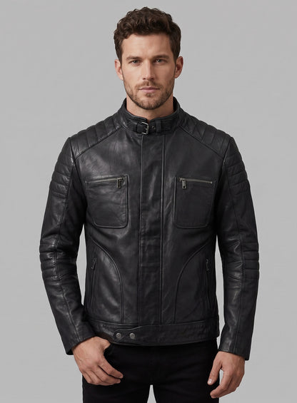 Firefly Moto Black Biker Leather Jacket
