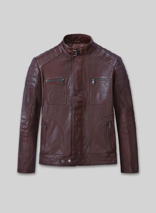 Firefly Moto Burgundy Biker Leather Jacket