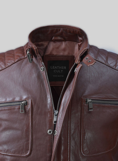 Firefly Moto Burgundy Biker Leather Jacket