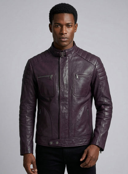 Firefly Moto Purple Biker Leather Jacket