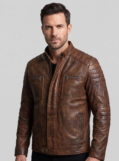 Firefly Moto Spanish Brown Biker Leather Jacket