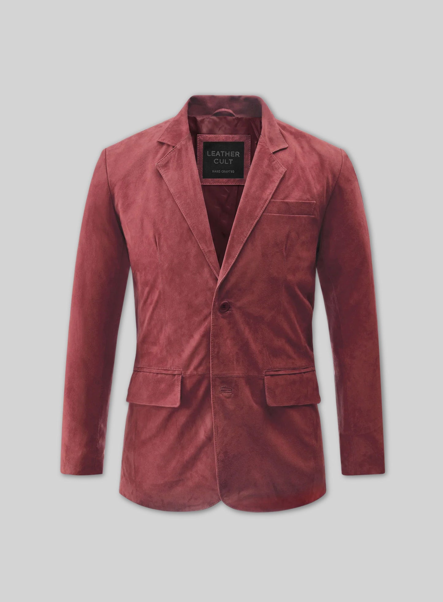 French Red Suede Leather Suit
