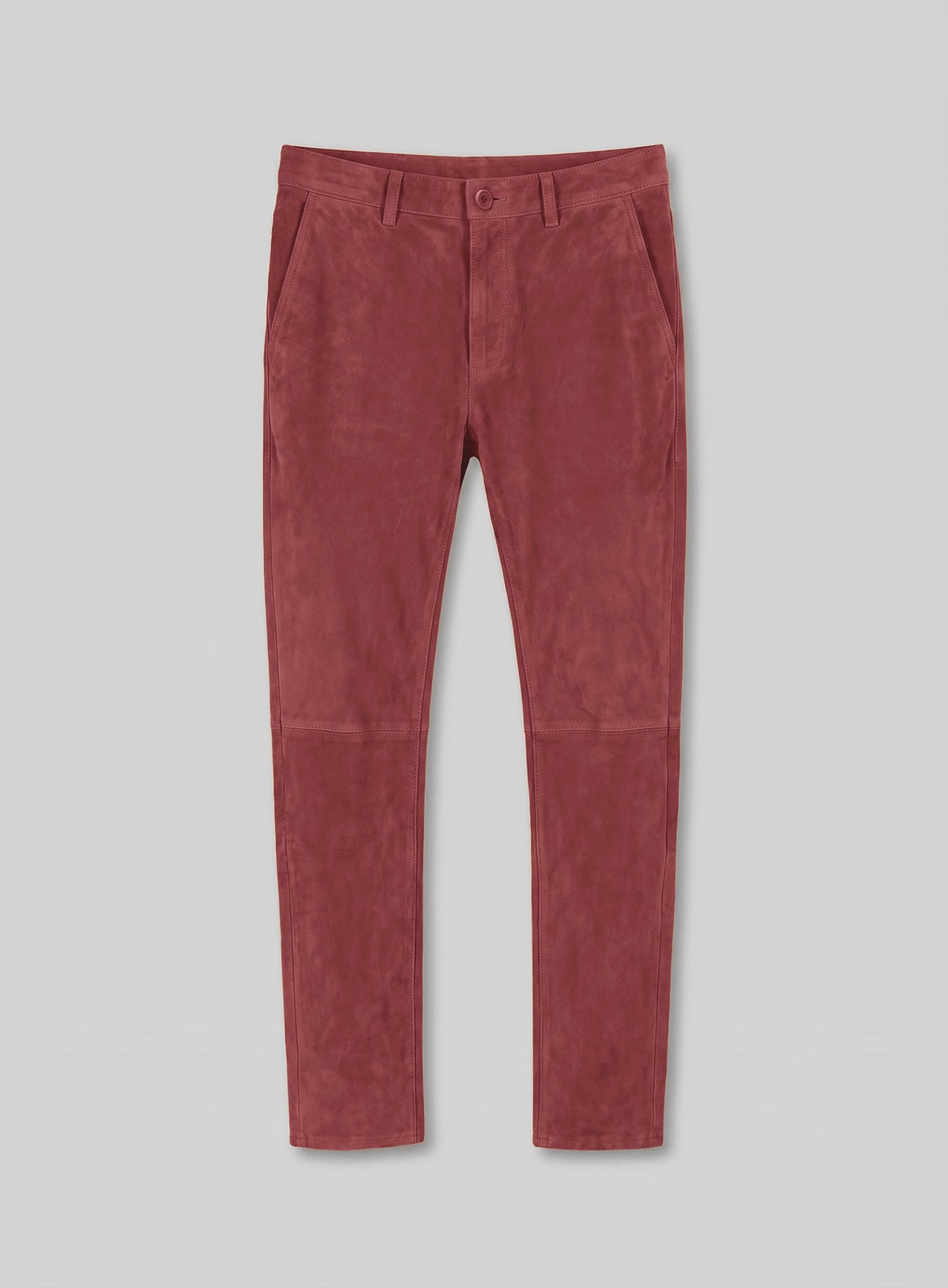 French Red Suede Leather Suit