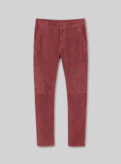 French Red Suede Leather Suit