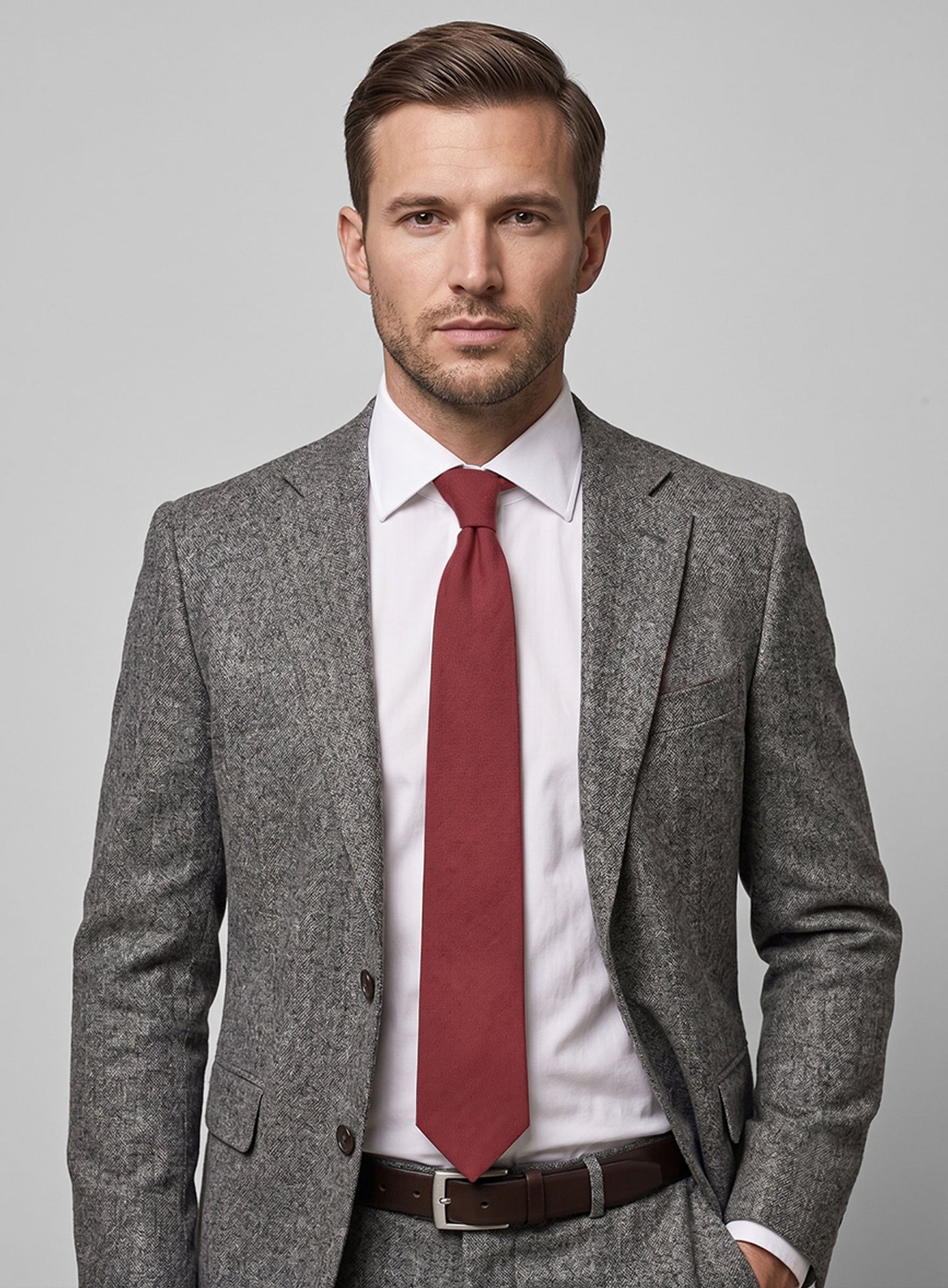 French Red Suede Leather Tie