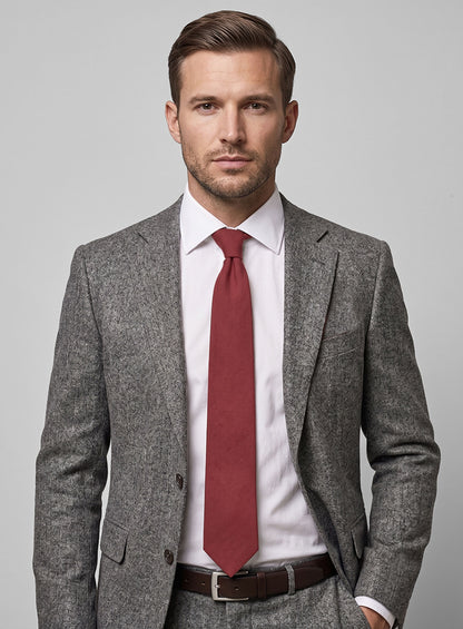 French Red Suede Leather Tie