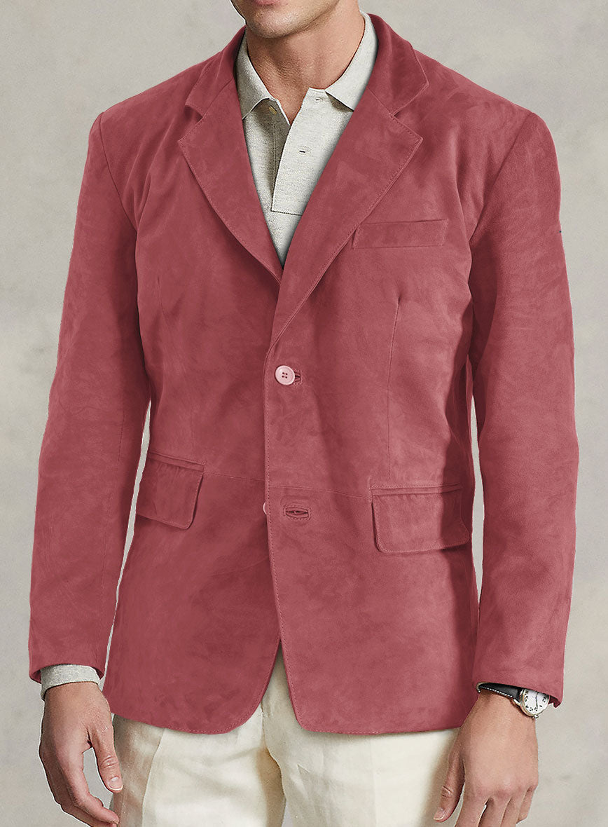 French Red Suede Leather Blazer