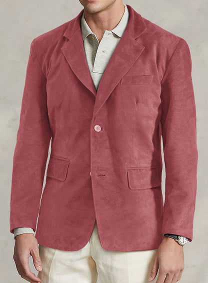 French Red Suede Leather Blazer
