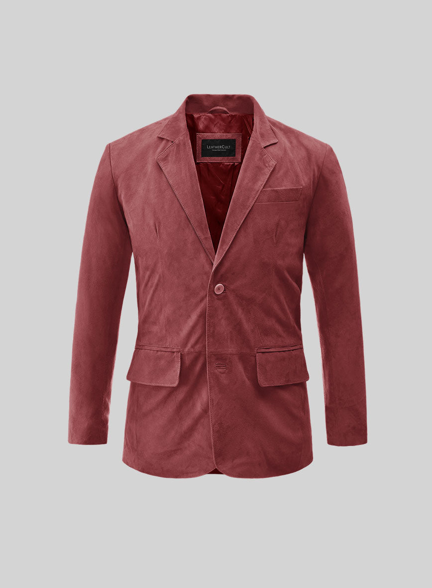 French Red Suede Leather Blazer