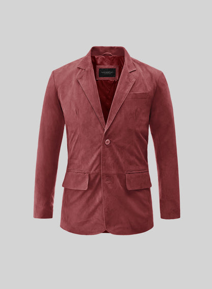 French Red Suede Leather Blazer