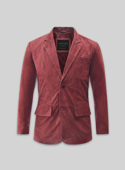 French Red Suede Leather Blazer