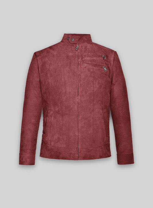 French Red Suede Leather Jacket # 700