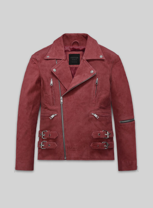 French Red Suede Leather Jacket # 903