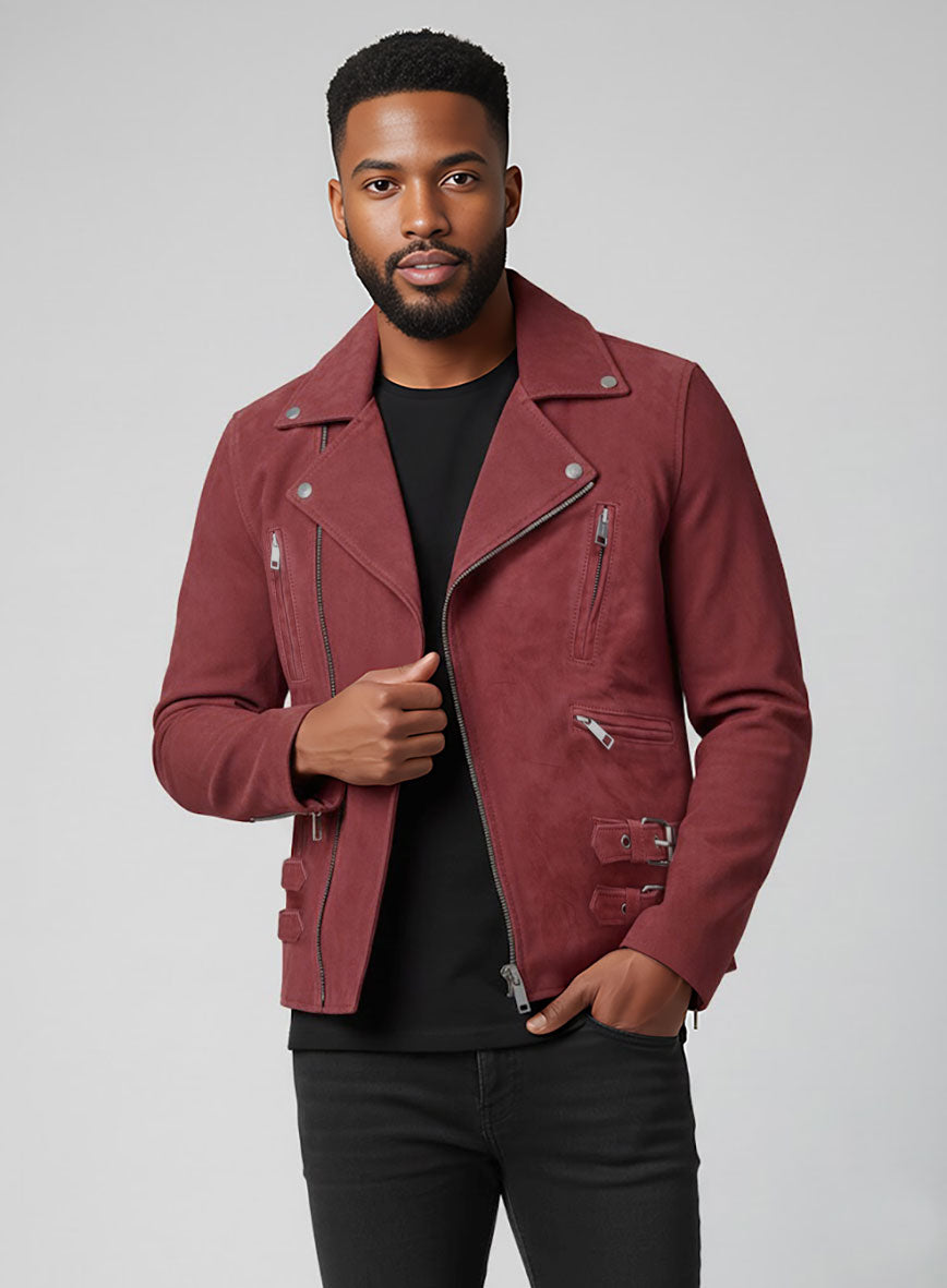 French Red Suede Leather Jacket # 903