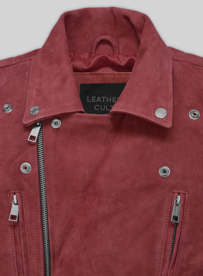 French Red Suede Leather Jacket # 903