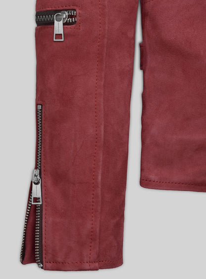 French Red Suede Leather Jacket # 903