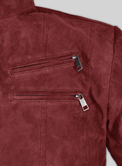 French Red Suede Leather Jacket # 700