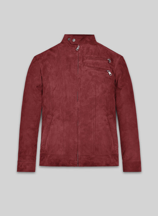 French Red Suede Leather Jacket # 700