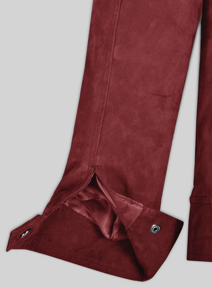 French Red Suede Leather Jacket # 700