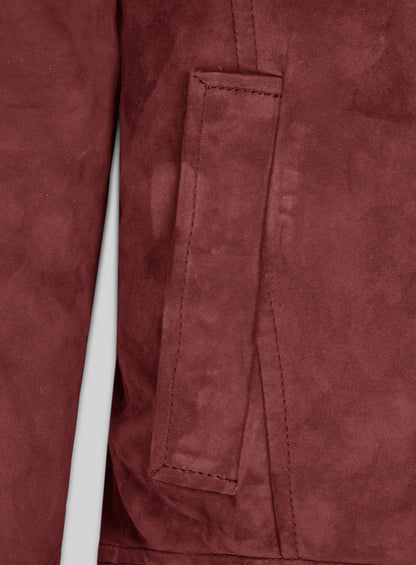 French Red Suede Leather Jacket # 700