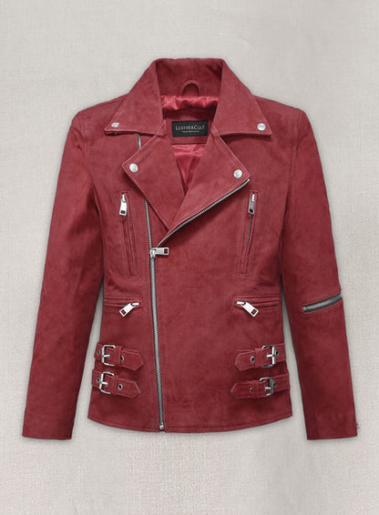 French Red Suede Leather Jacket # 903 - LeatherCult