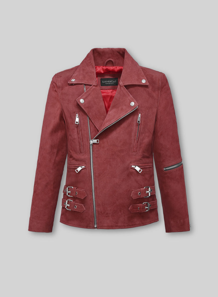 French Red Suede Leather Jacket # 903