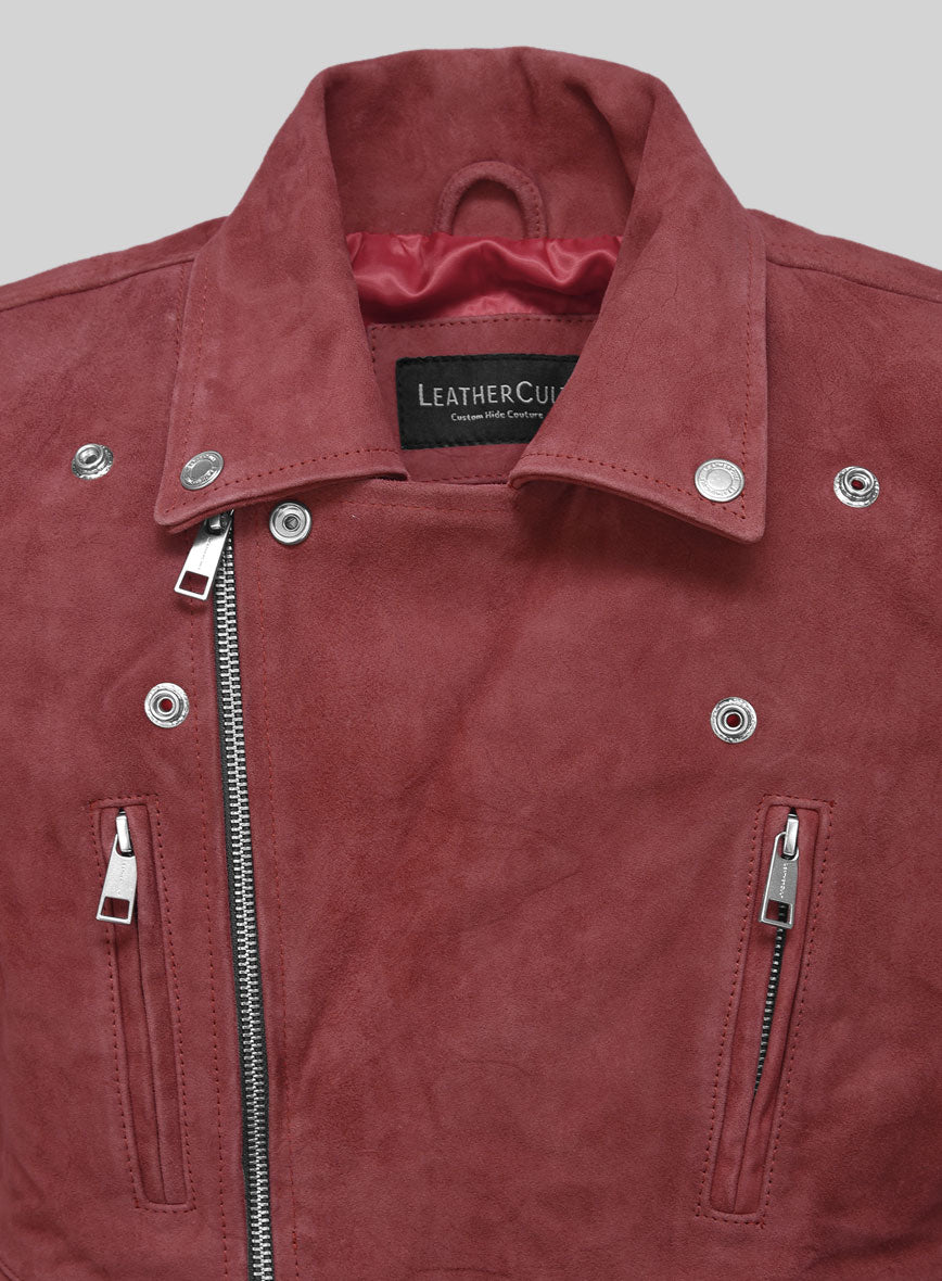 French Red Suede Leather Jacket # 903