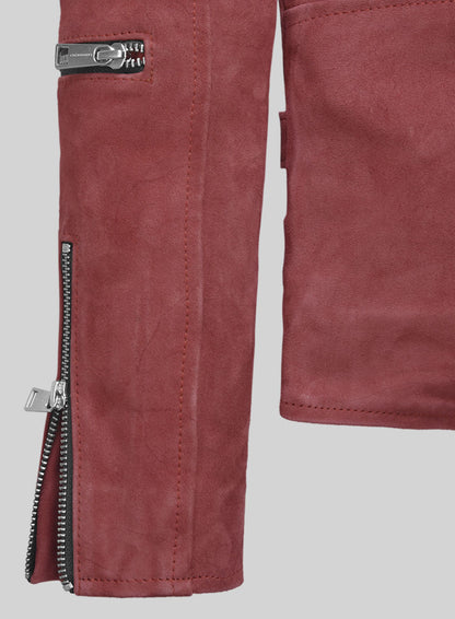 French Red Suede Leather Jacket # 903