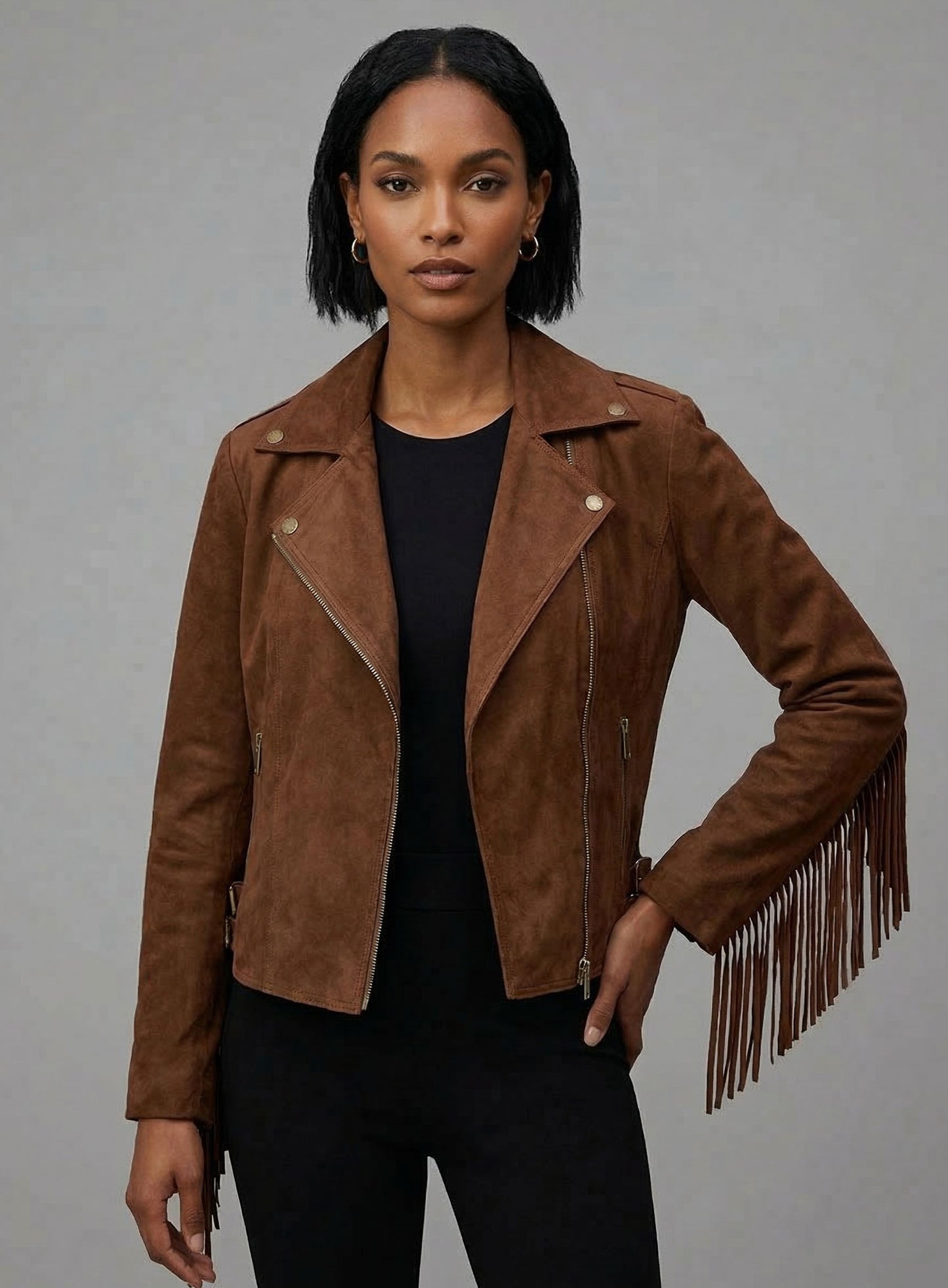 Fringe Leather Jacket #1008
